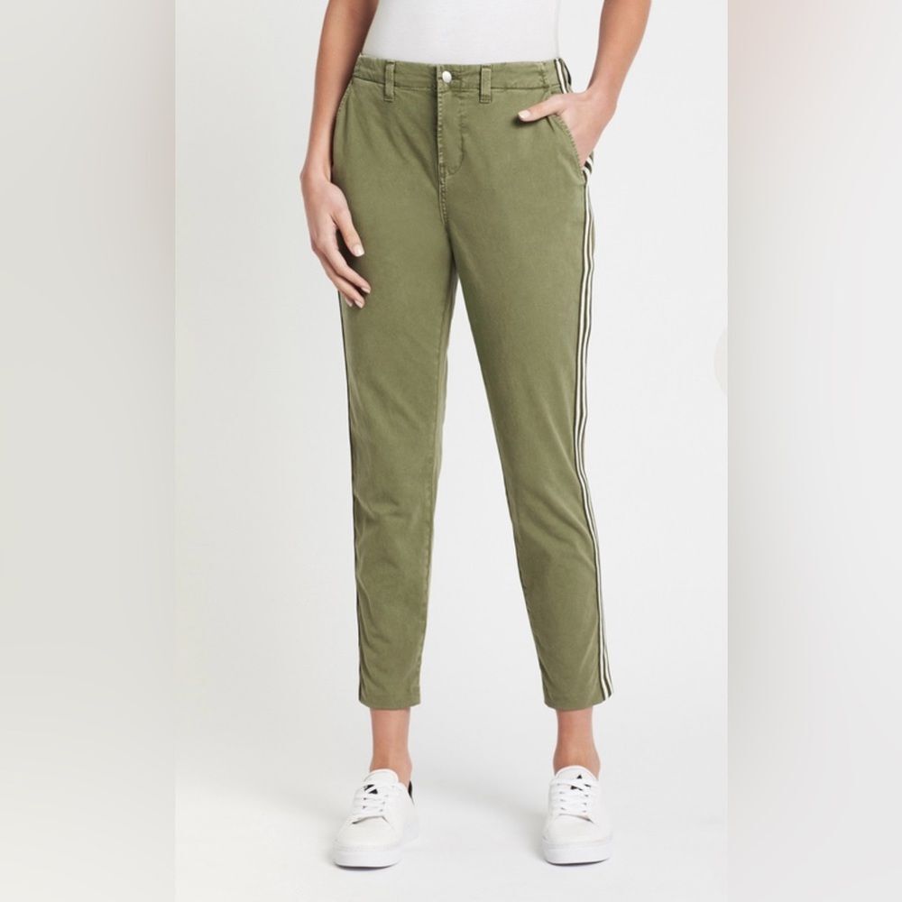 L'Agence Jem Mid Rise Side Stripe Ankle Crop Skinny Trousers Brigade Green 26